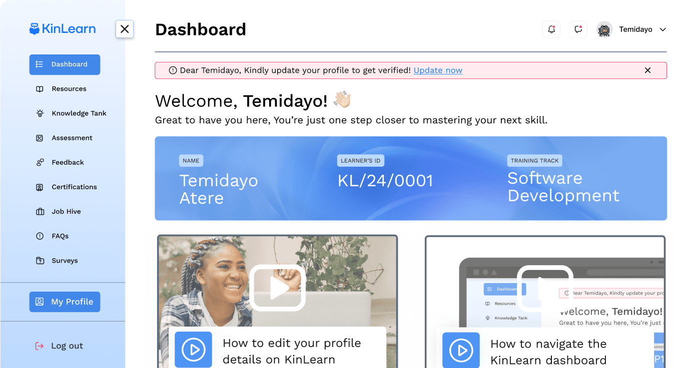 Image of Kinlearn dashboard.